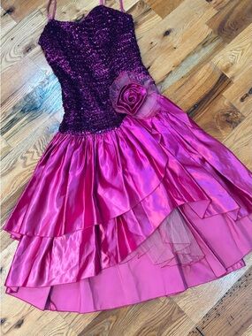 Vintage 80s Prom Dress pink sequin